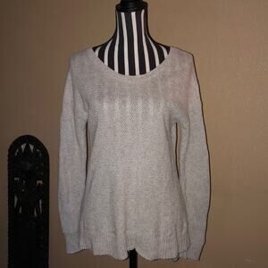 Madewell Sporty Athletic Baddie Long Sleeve Hi-Lo Scoop Gray Sweater